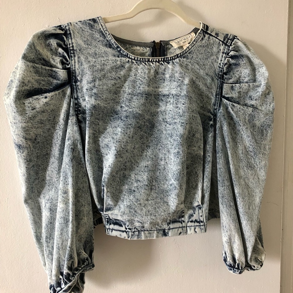 Acid Wash Denim Crop Top